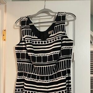 Dress Barn Black & White Striped Sleeveless Fit-and-Flare Dress